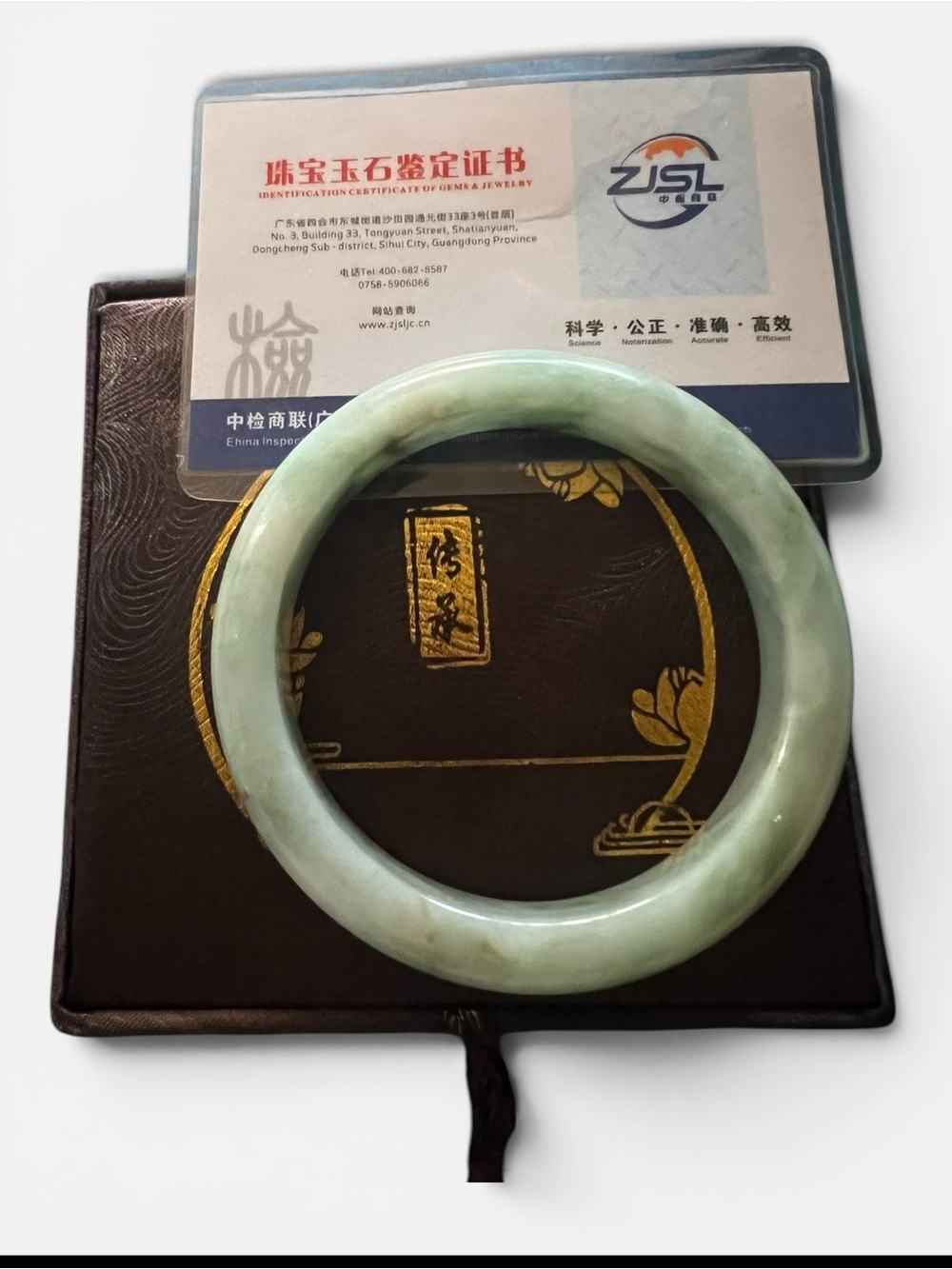 Authentic Burmese Jadeite floating green color Bangle size 57.8